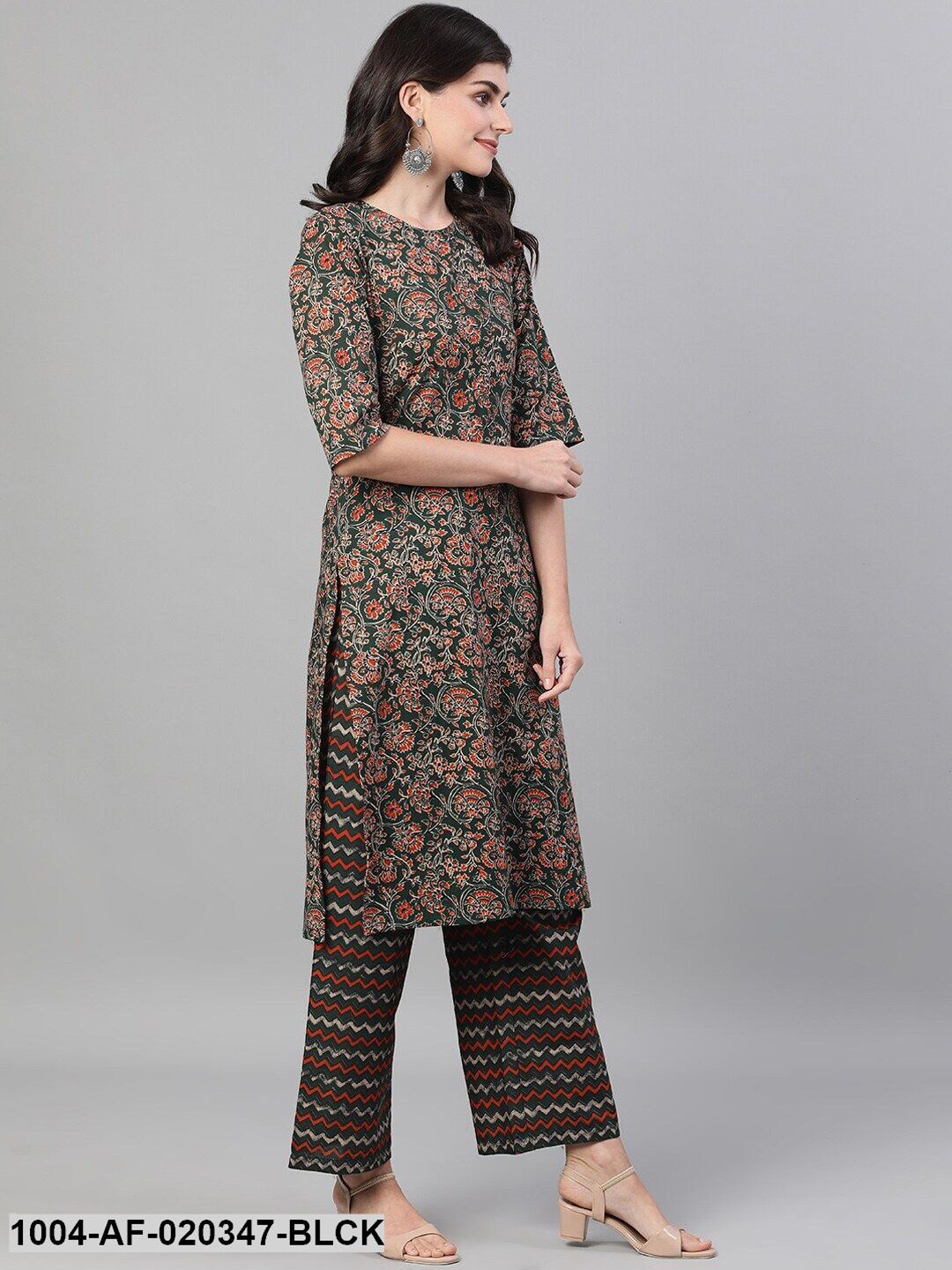 Black & Red Printed Kurta with Palazzos