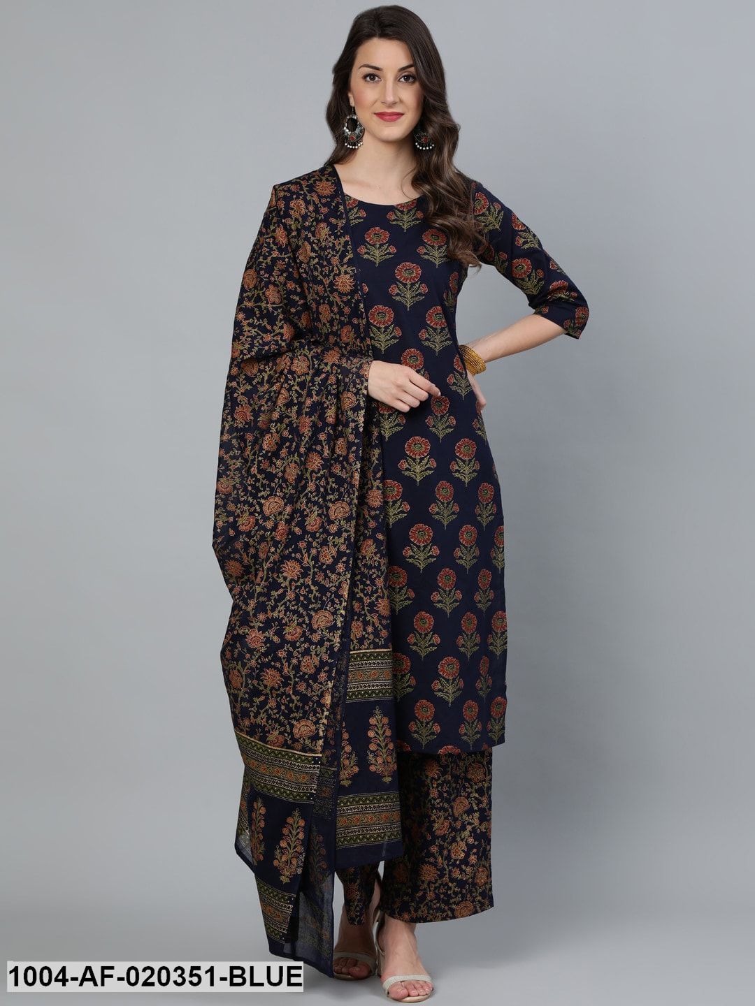 Nayo blue cotton floral kurta – wholesale supplier