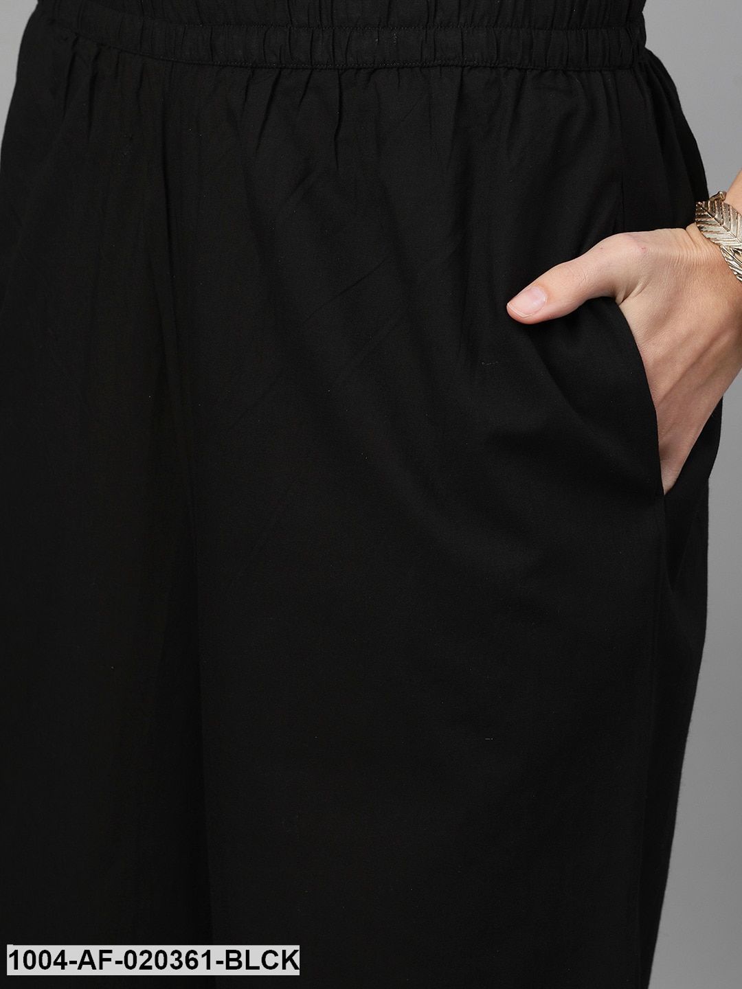 Black & Gold-Toned Yoke Design Kurta with Palazzos