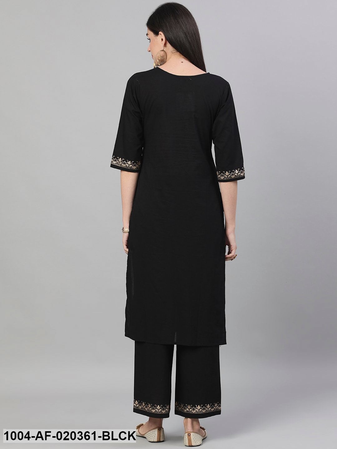 Black & Gold-Toned Yoke Design Kurta with Palazzos