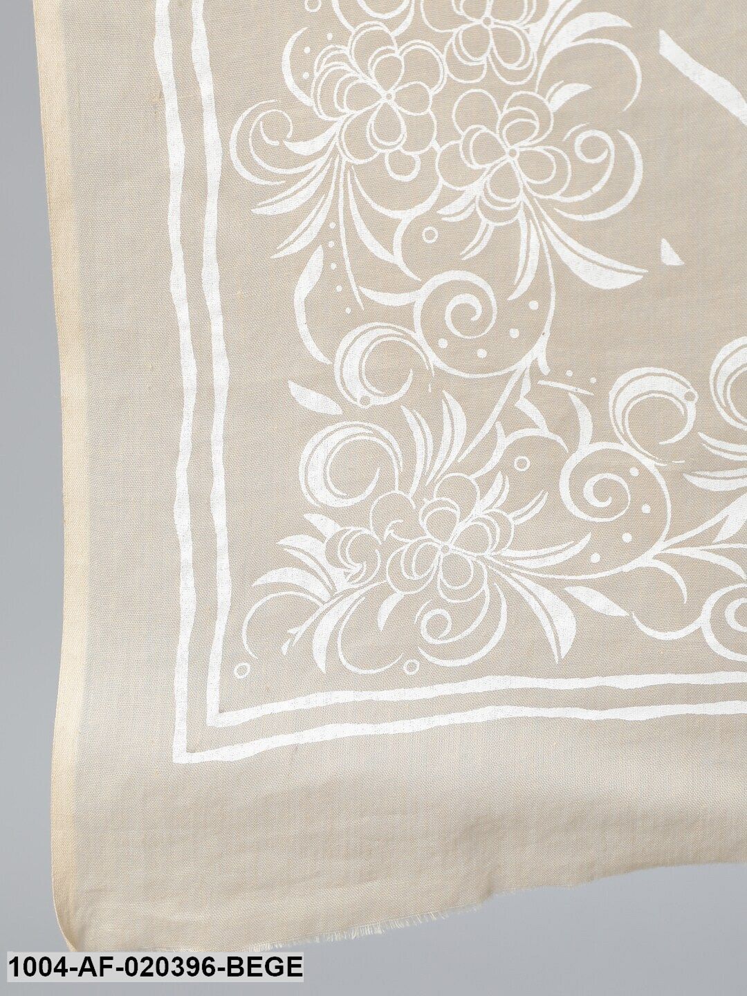 Beige Floral Printed Straight Kurta With Plazo & Dupatta