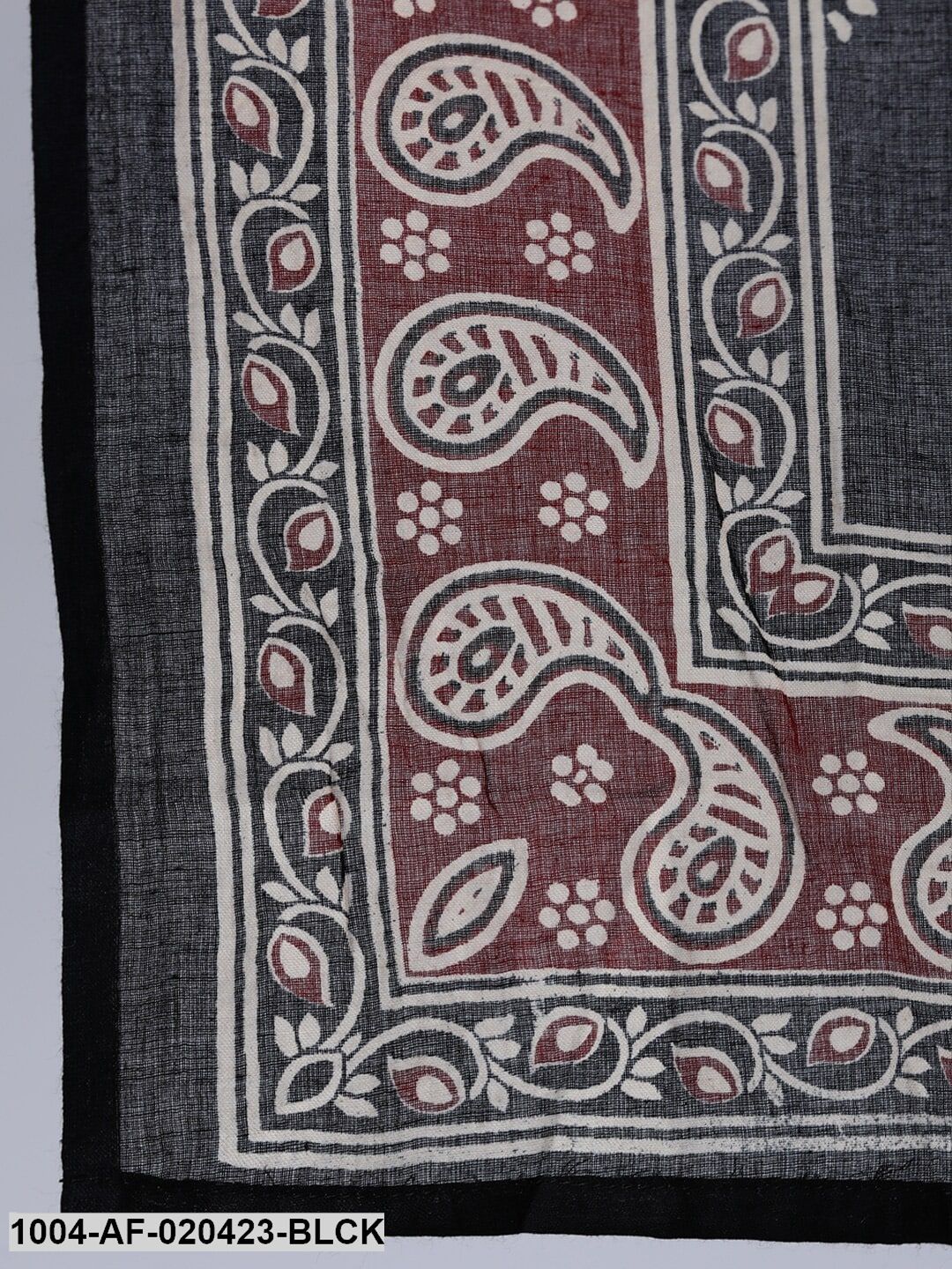 Black & Beige Screen Print Straight Pure Cotton Kurta Set With Dupatta