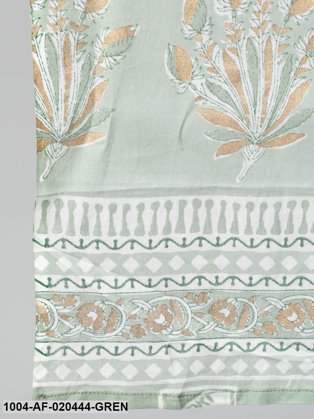 Plus Size Green Ethnic Motifs Pure Cotton Kurta with Palazzos & Dupatta
