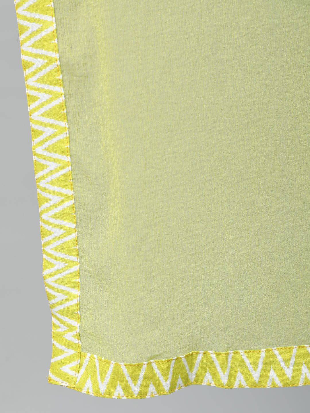 Women Blue & Green Printed Straight Kurta With Plazo & Chiffon Dupatta