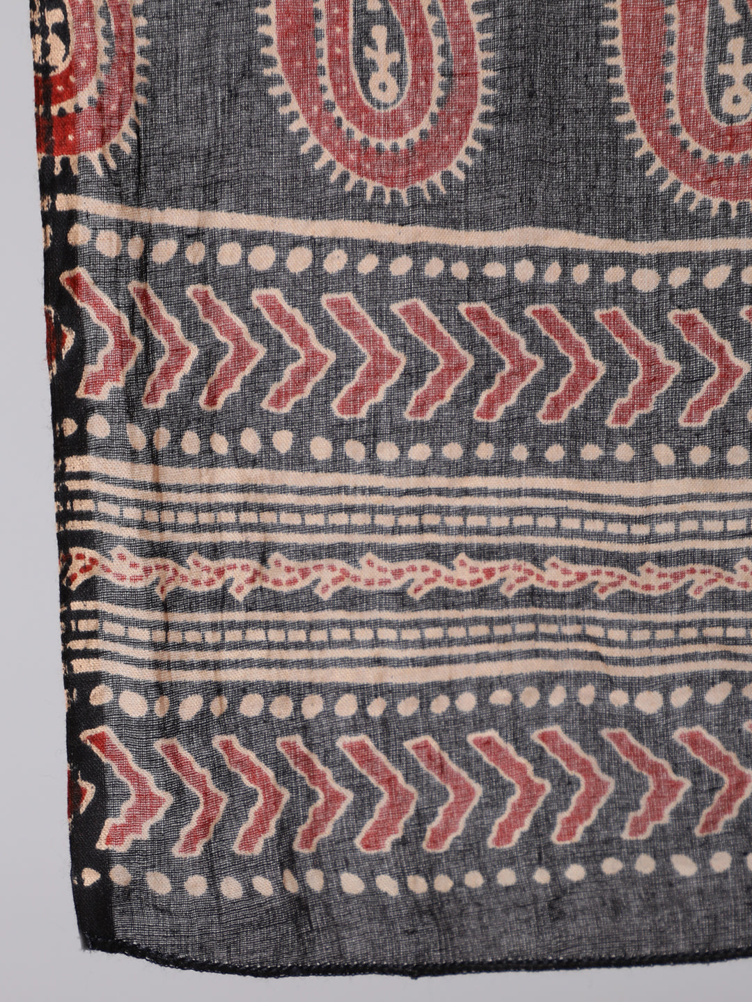 Black & Maroon Ethnic Motif Printed Short Sleeves Straight Kurta With Palazzo And Dupatta