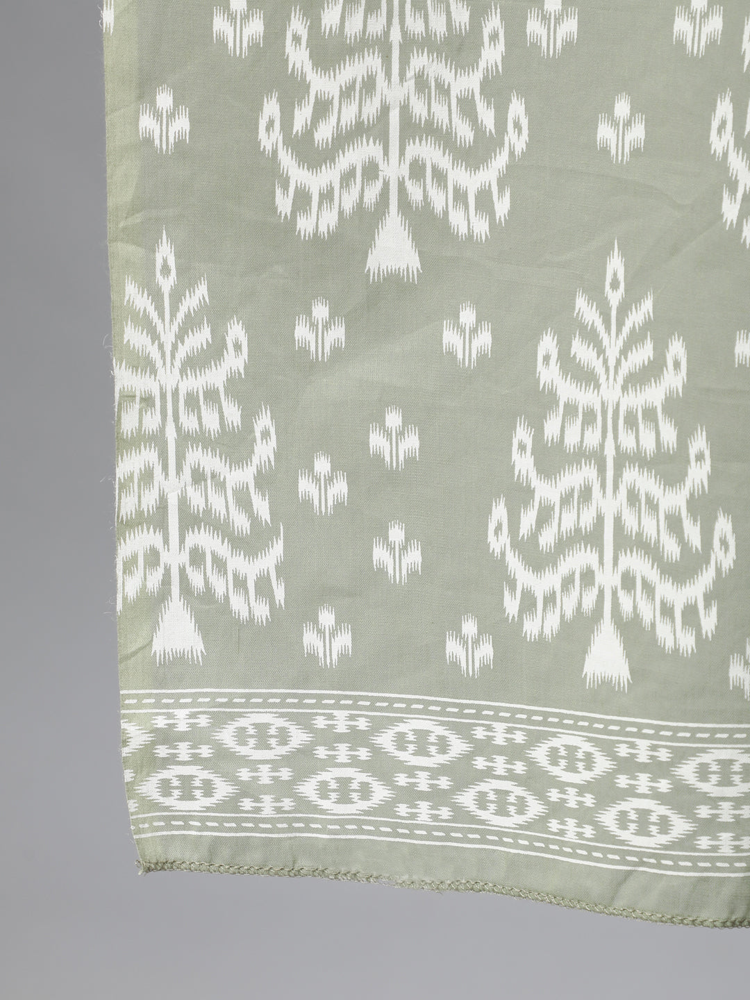 Grey Ethnic Printed Straight Kurta With Three Quarter Sleeves