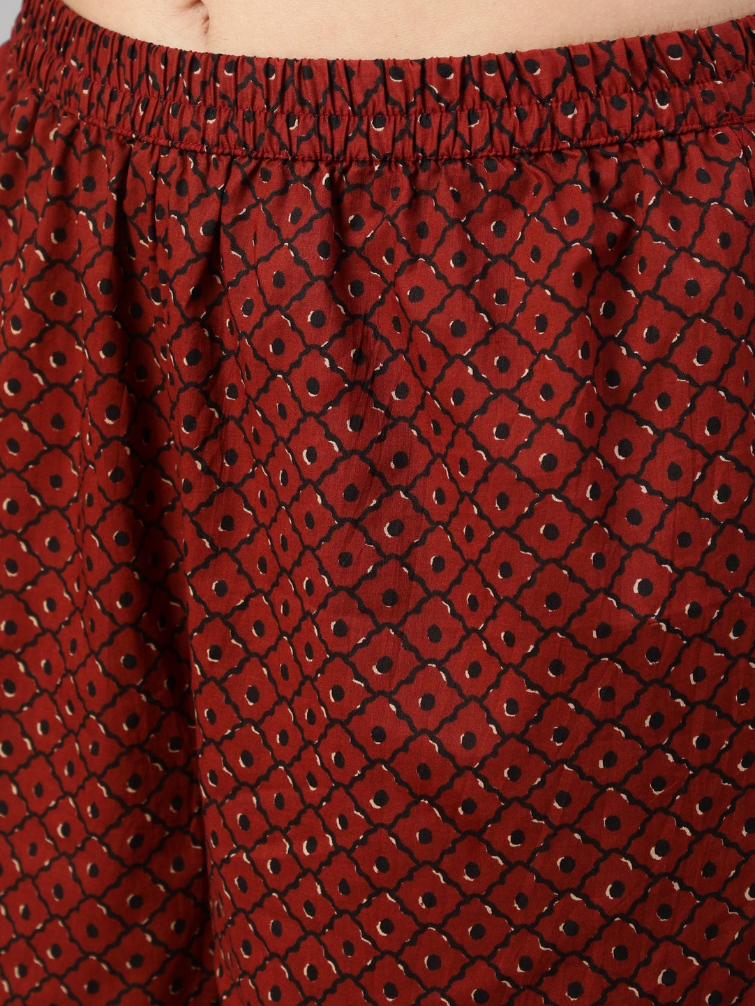 Black & Maroon Floral Printed Straight Kurta With Palzzo And Dupatta