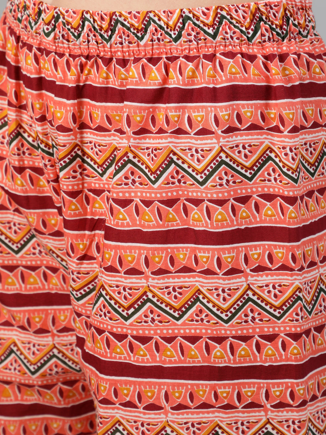 Red Bandhani Printed Straight Kurta With Palzzo And Dupatta