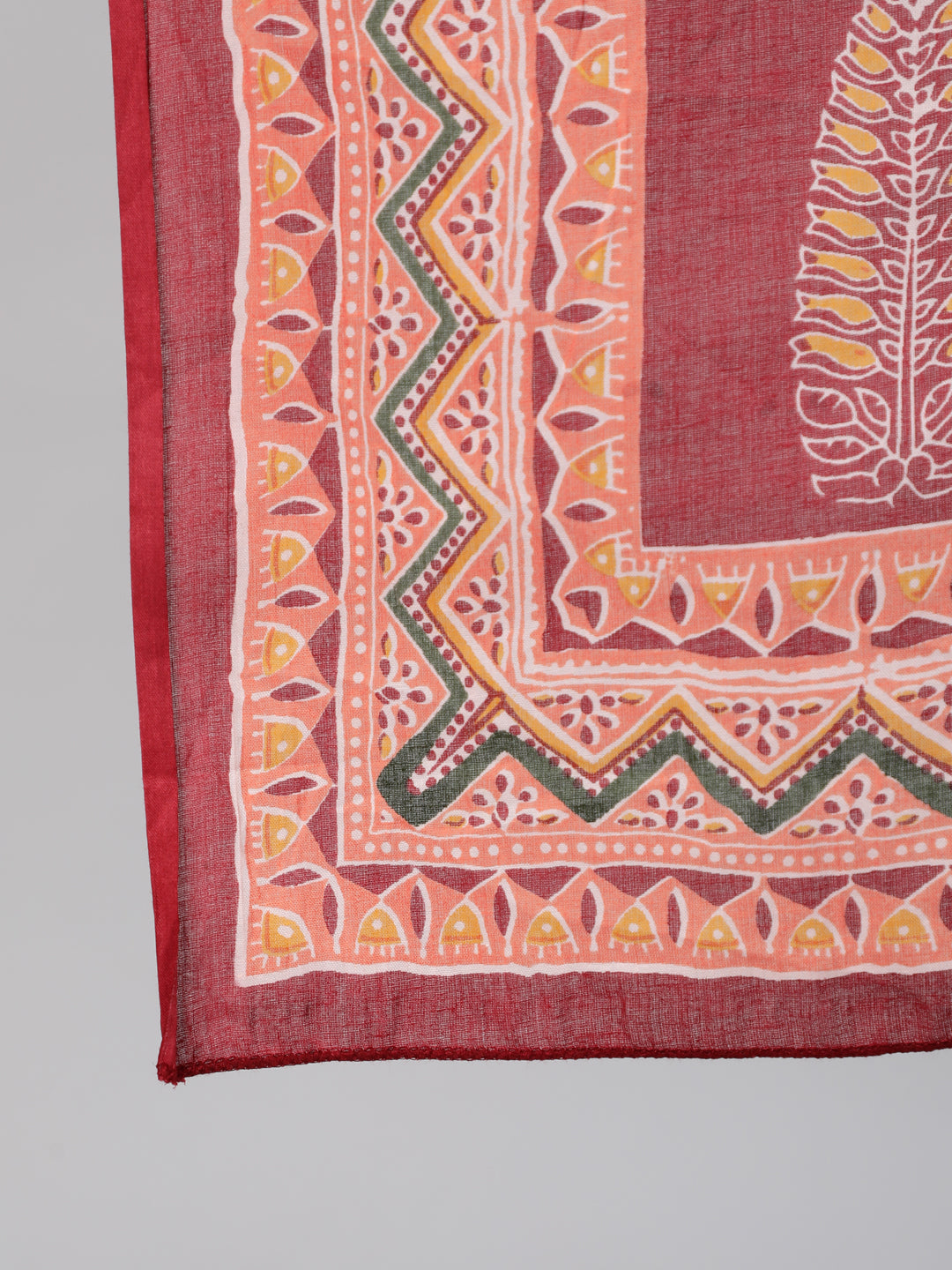 Red Bandhani Printed Straight Kurta With Palzzo And Dupatta