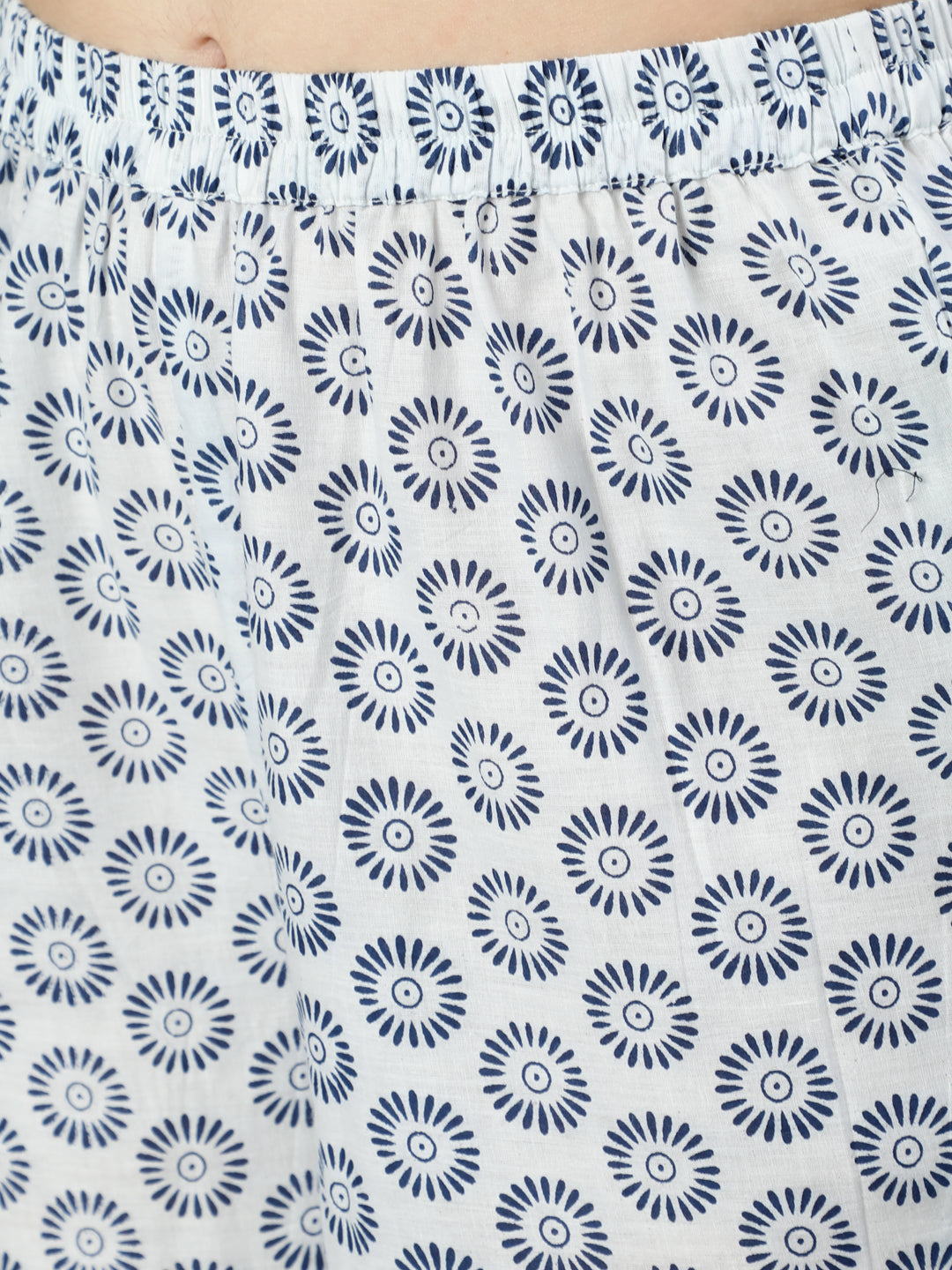 Blue Floral Printed Gathered Kurta With Palzzo And Dupatta