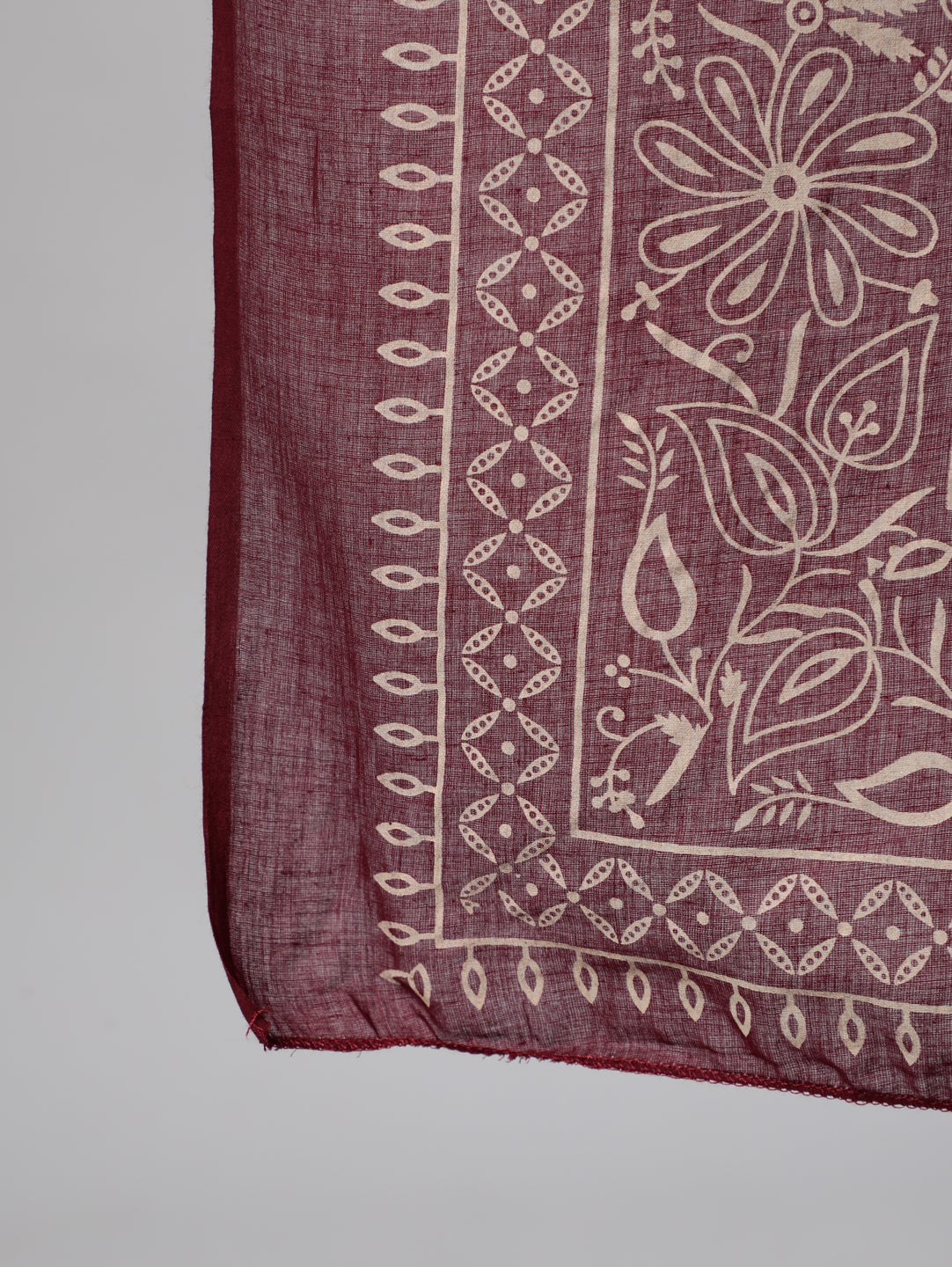 Maroon Ethnic Printed Kurta With Plazzo And Dupatta