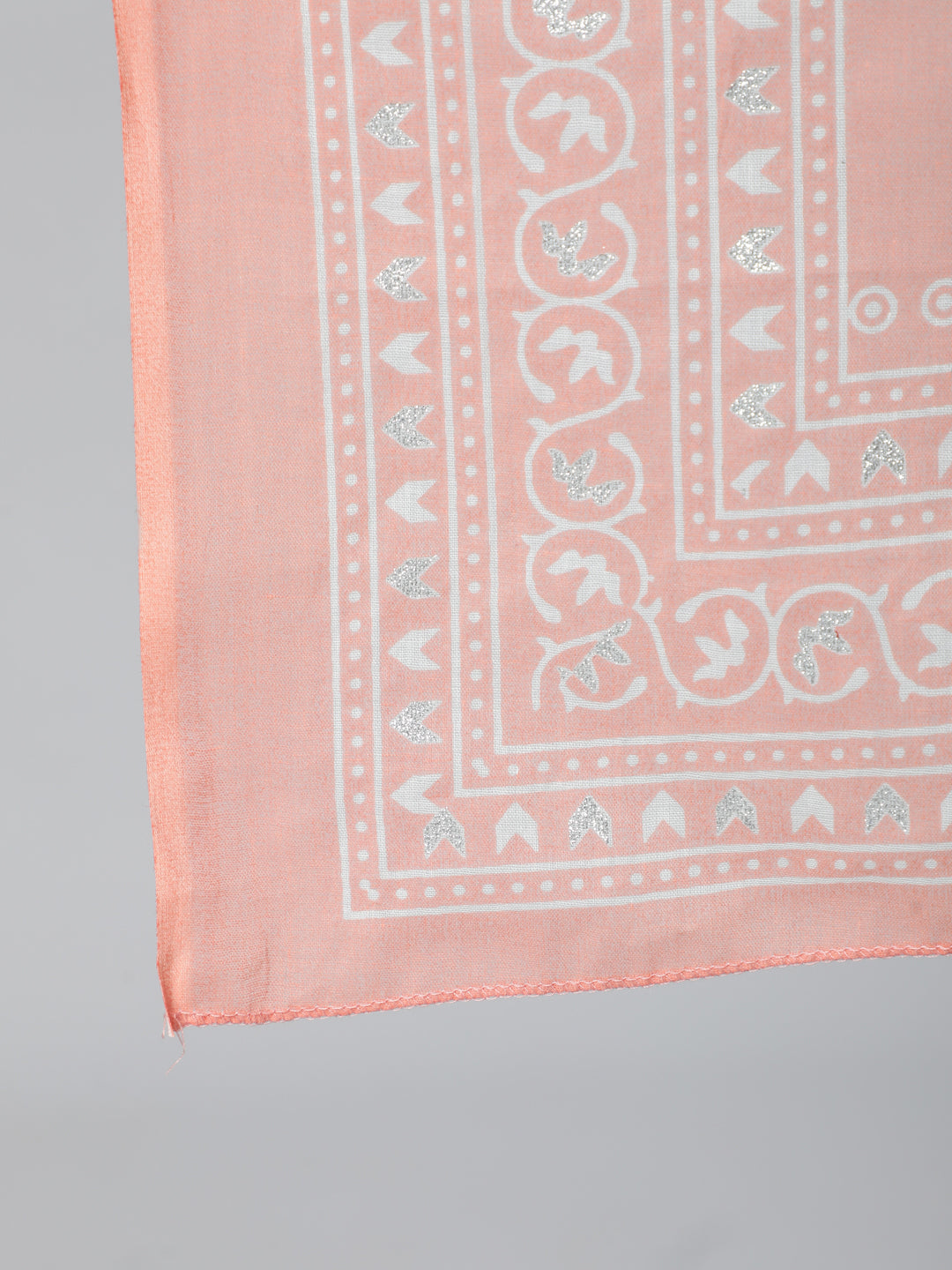 Peach Printed Kurta With Palazzo And Dupatta