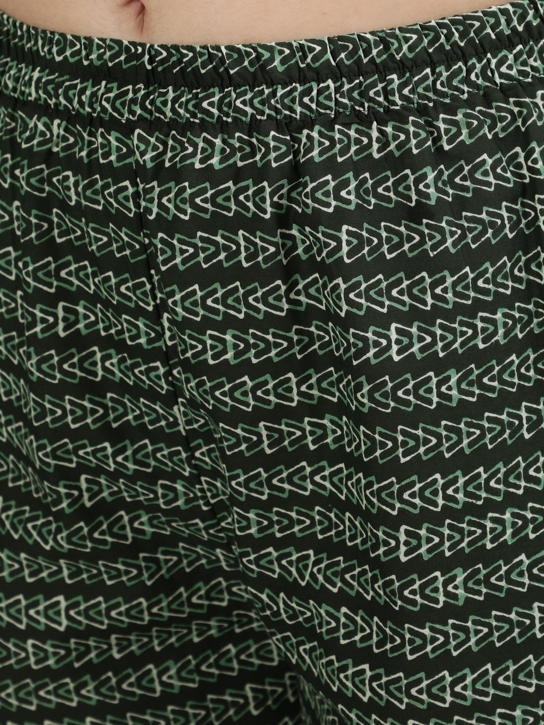 Green Printed Kurta And Palazzo With Dupatta