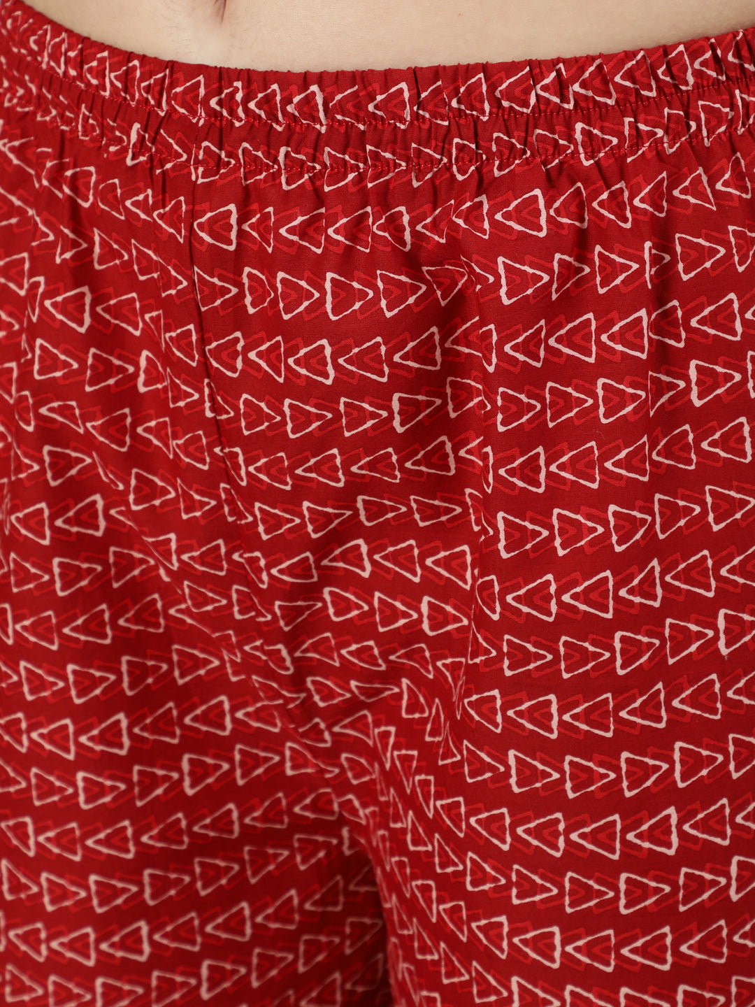 Red Printed Straight Kurta With Palazzo And Dupatta