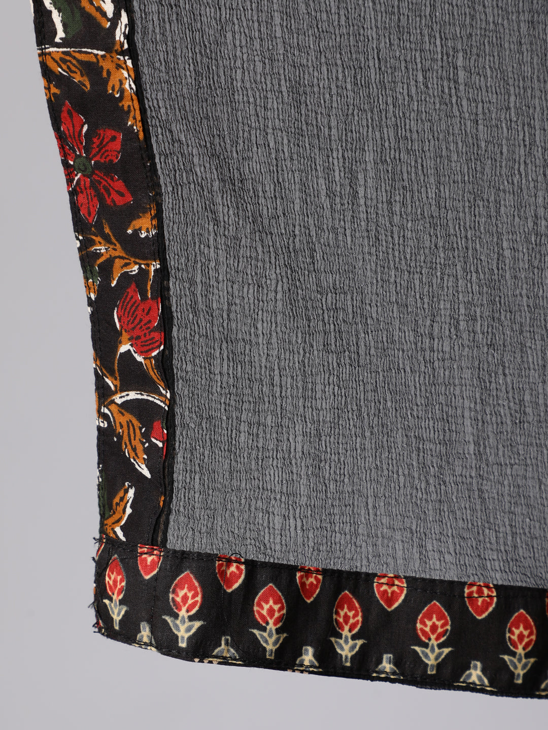 Black Ethnic Printed Kurta With Palazzo and Dupatta