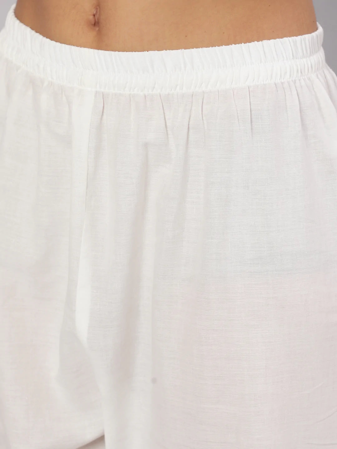 Blue Printed Straight Kurta With White Solid Trouser