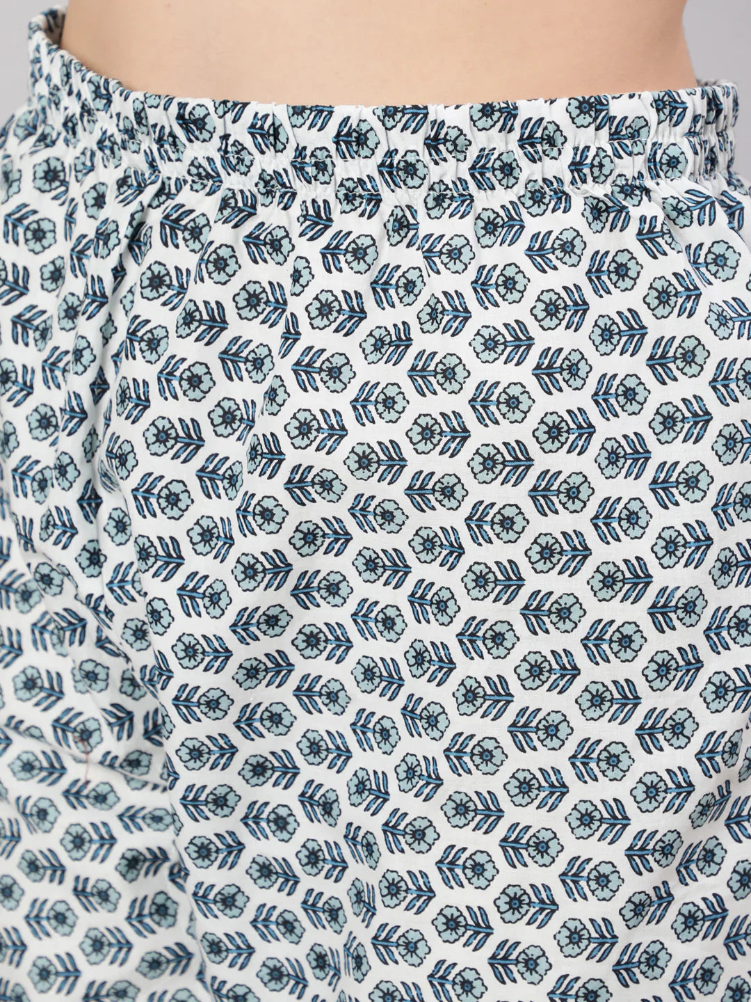 Blue Printed Anarkali Kurta With Trouser And Dupatta