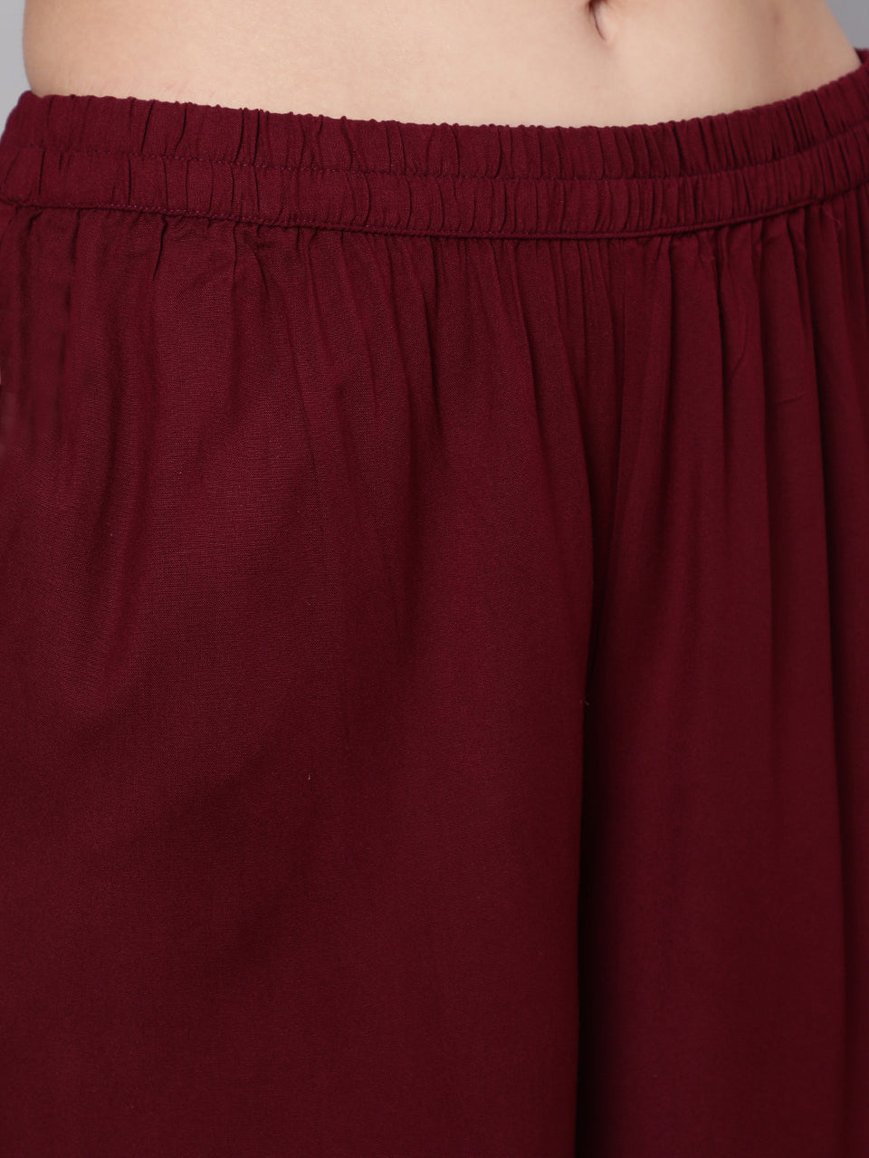 Burgundy Ethnic Printed Straight Kurta With Trouser