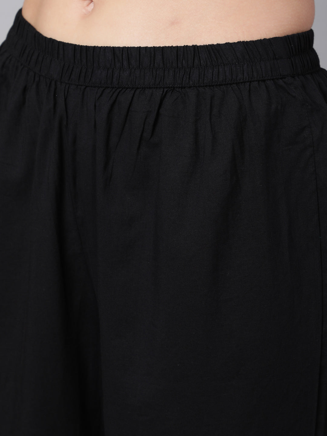 Black Ethnic Printed Straight Kurta With Trouser