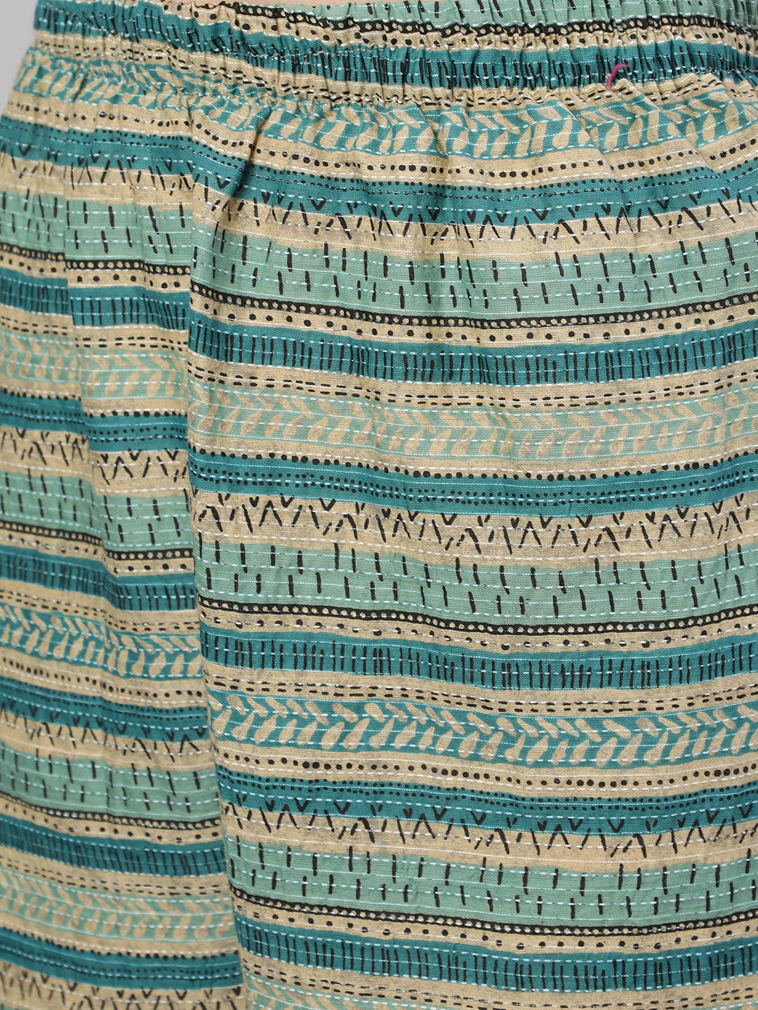 Beige Ethnic Printed Straight Kurta With Culottes Palazzo