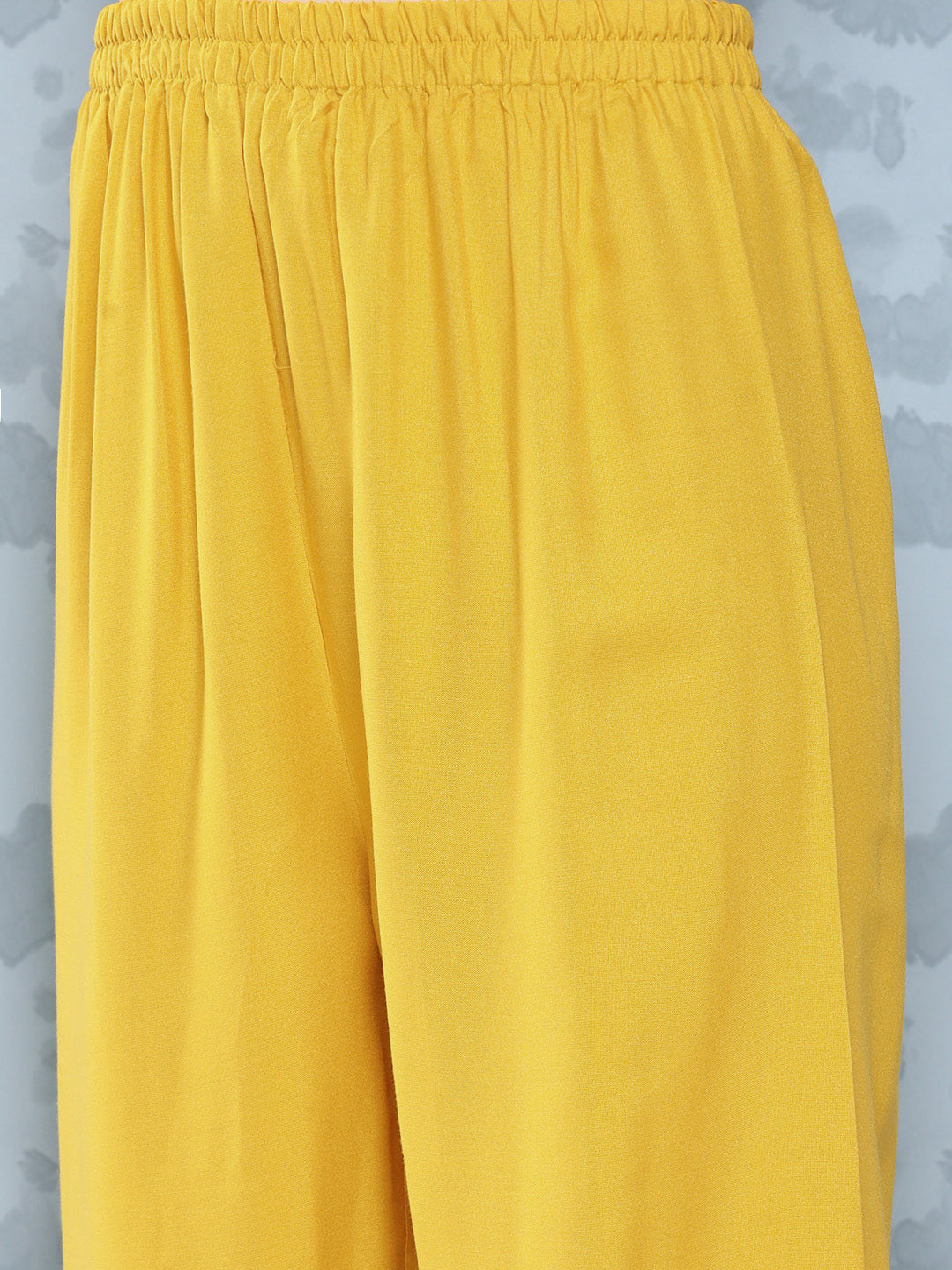 Yellow Embroidered Straight Kurta With Palazzo And Net Dupatta