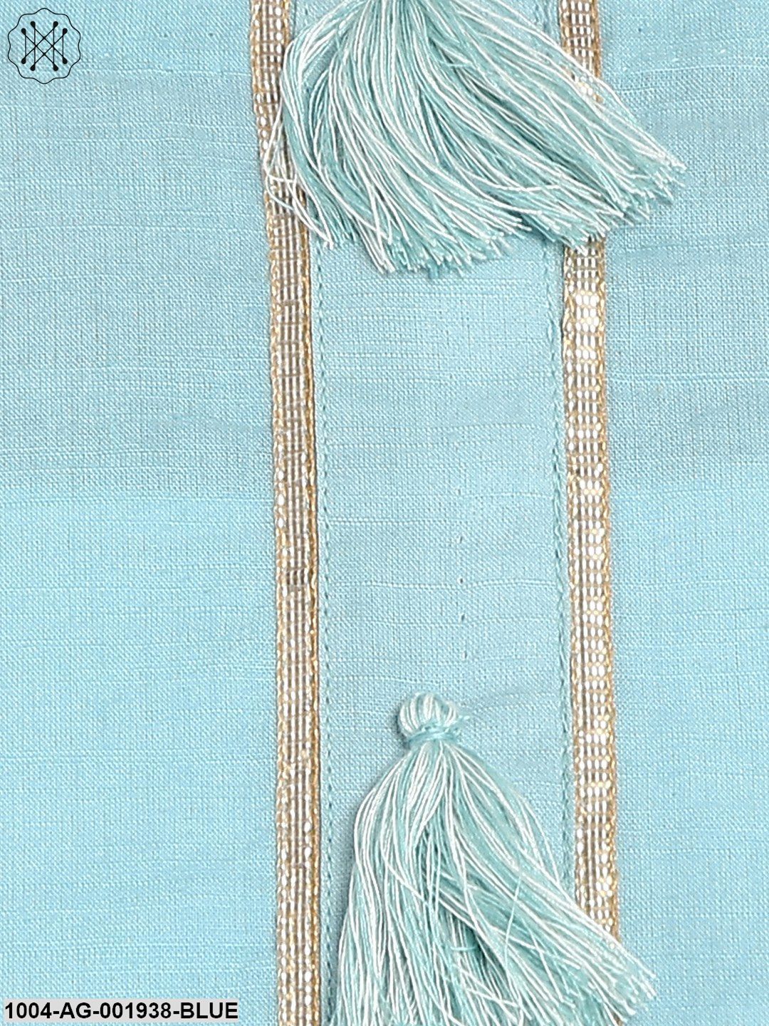 Blue 3/4 Sleeve Cotton Anarkali Kurta