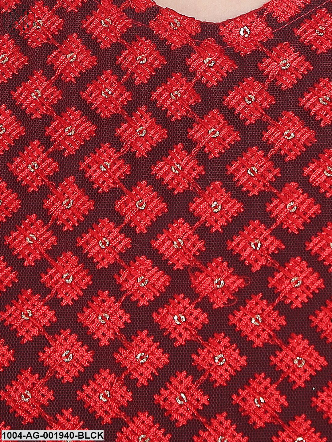 Black Sleeveless Georgette With Cotton Line Anarkali Kurta With Net Work At Yoke