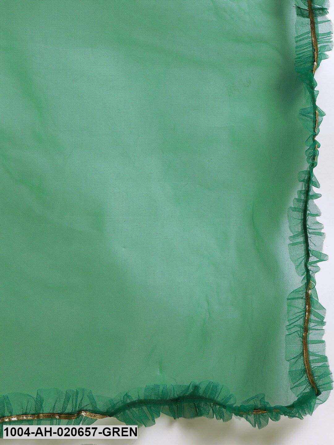 Green & White Printed Ready to Wear Lehenga & Blouse with Dupatta