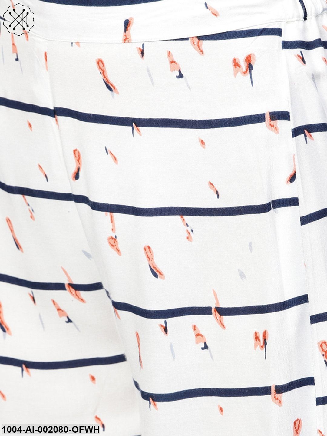 White Rayon Floral Printed Palazzo