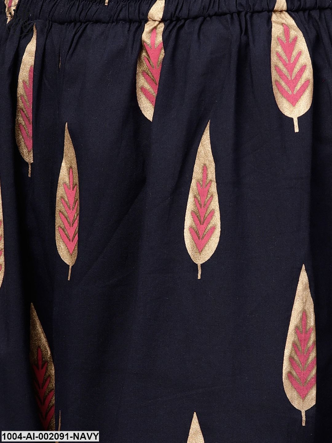 Navy Blue Khari Gold Printed Ankle Length Palazzos