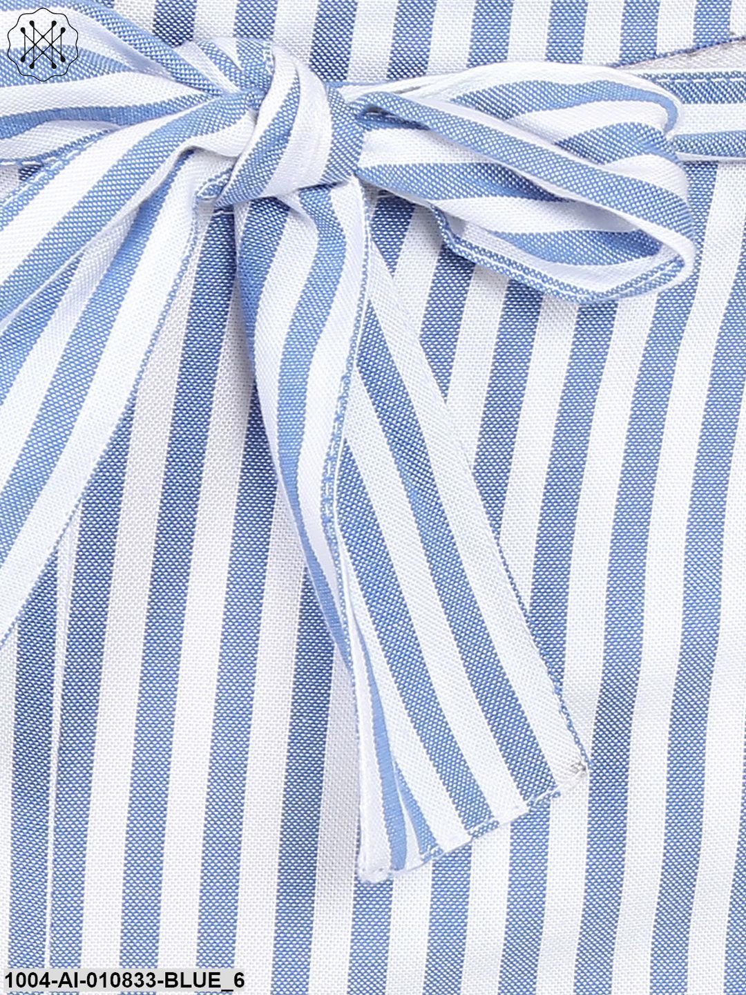 Blue Striped Cotton Slim Fit Palazzo