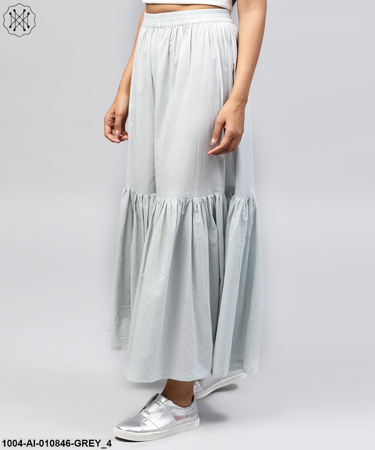 Grey Cotton Ankle Length Sharara