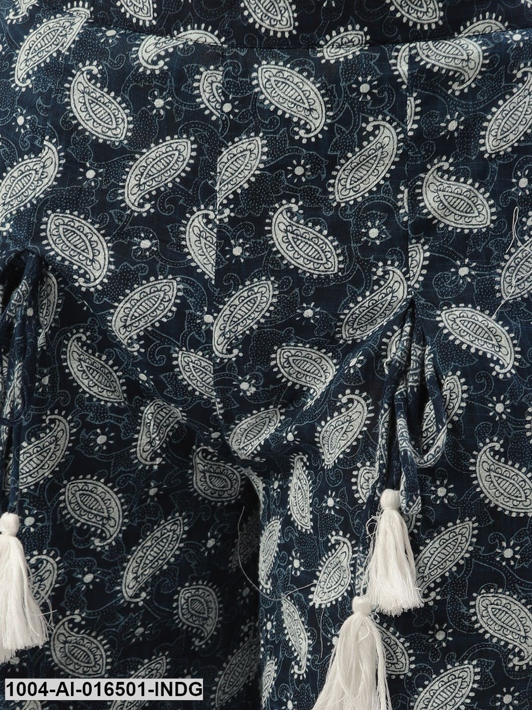 Indigo Blue Ethnic Motifs Printed Cotton Wide Leg Palazzo