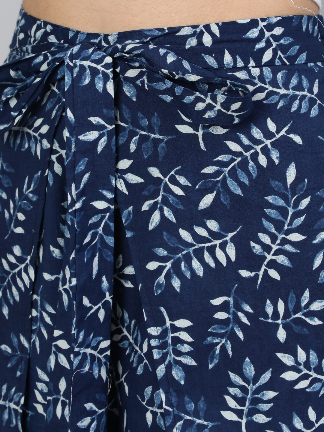Blue Printed Plazo With Side Pockets