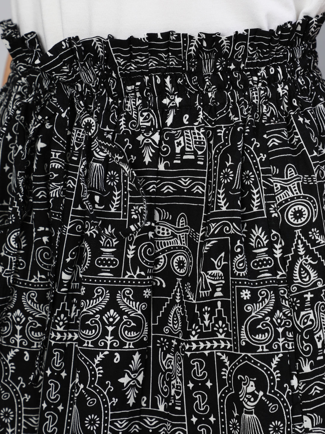 Black Printed Wide Legged Printed Plazo With Side Pockets