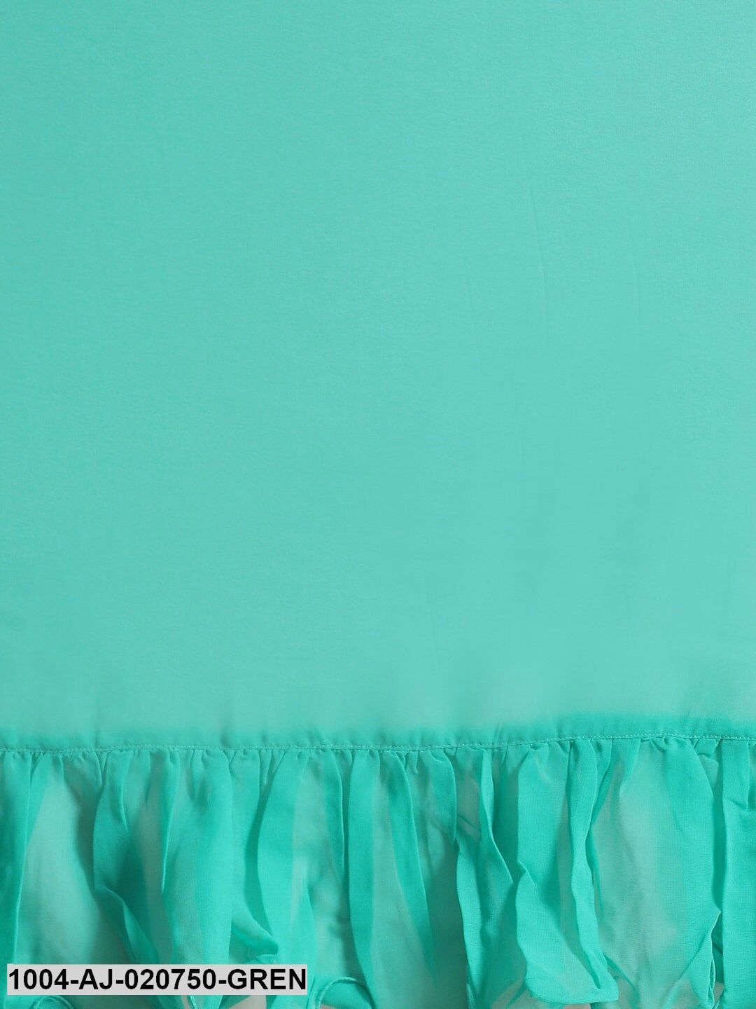 Green Solid Pure Georgette Ruffled Saree