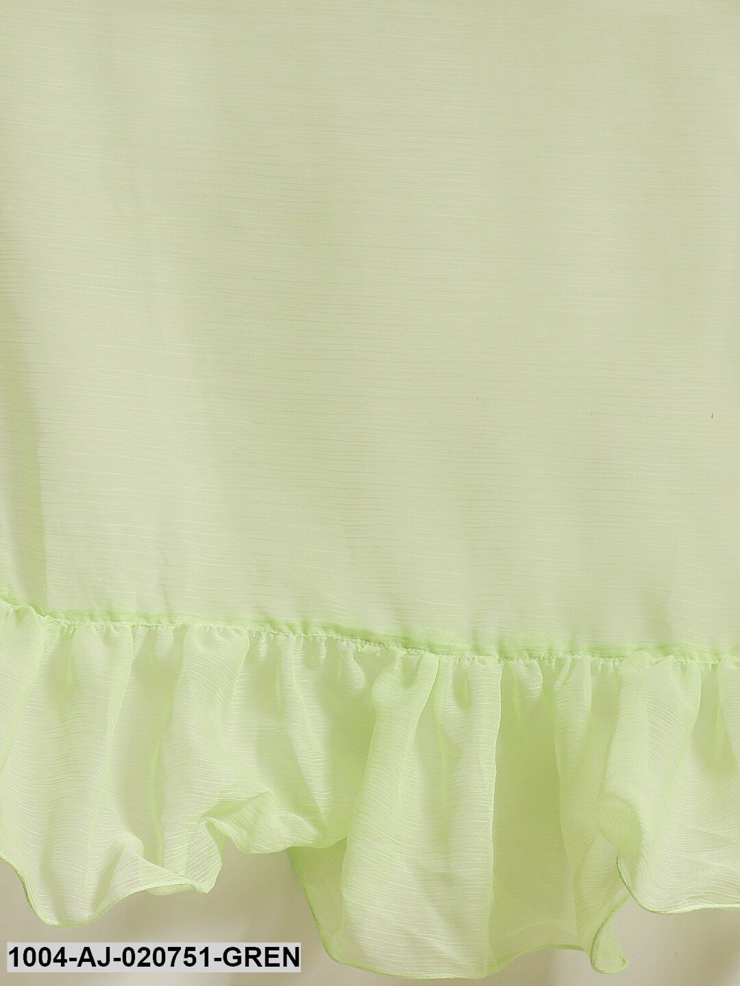 Green Solid Pure Chiffon Ruffled Saree