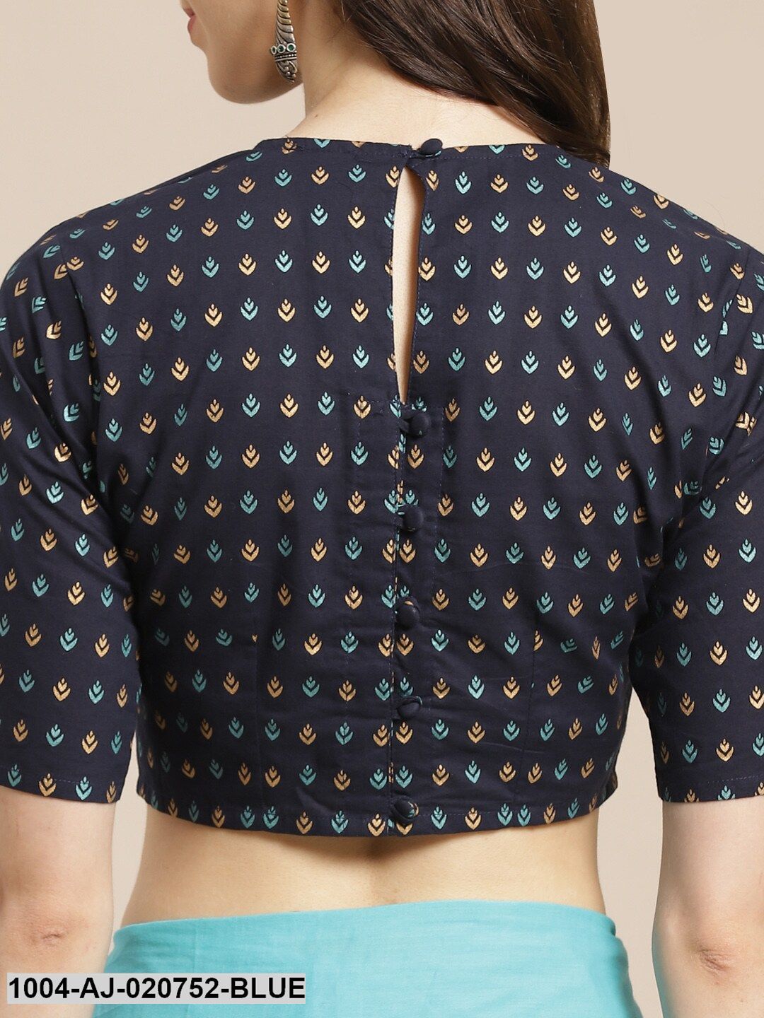 Blue Solid Ruffled Saree