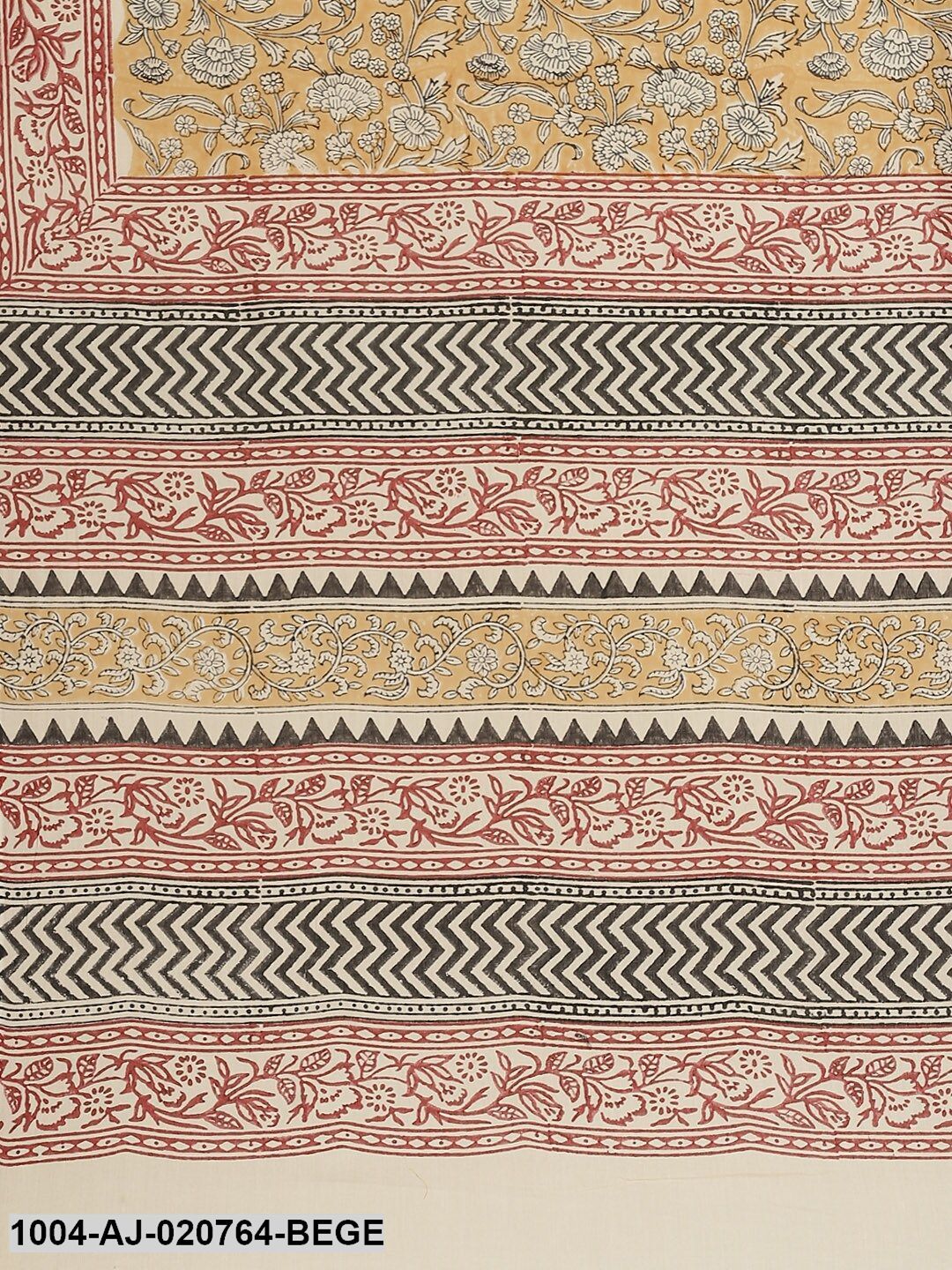 Beige & Off-White Pure Cotton Printed Saree