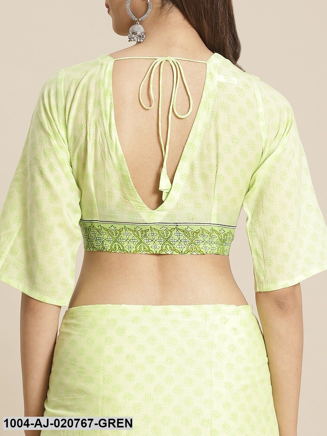 Green Printed Pure Cotton Saree