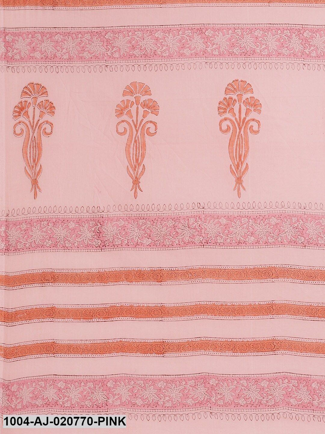 Pink Printed Pure Cotton Saree