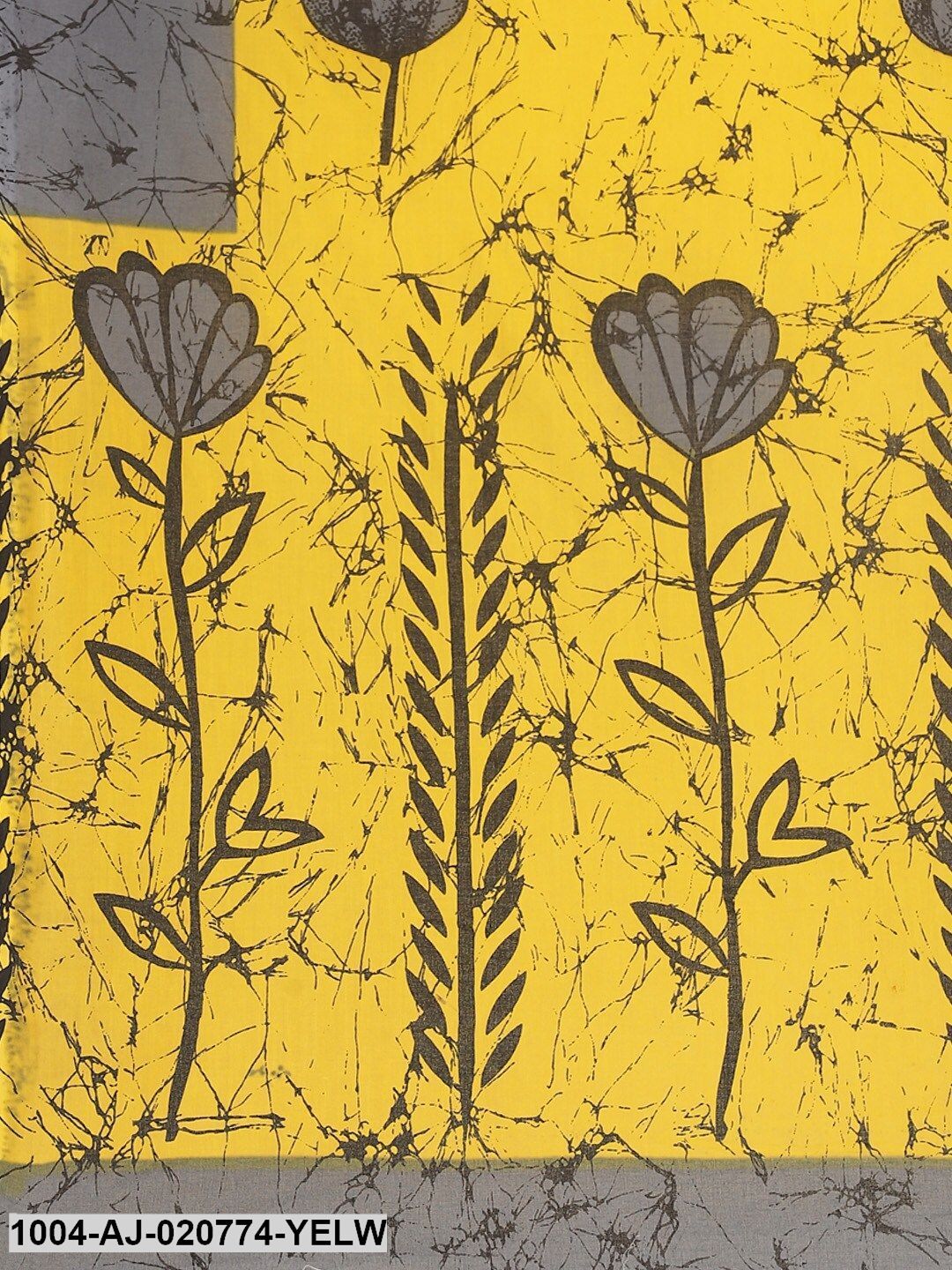 Yellow & Grey Pure Cotton Printed Saree