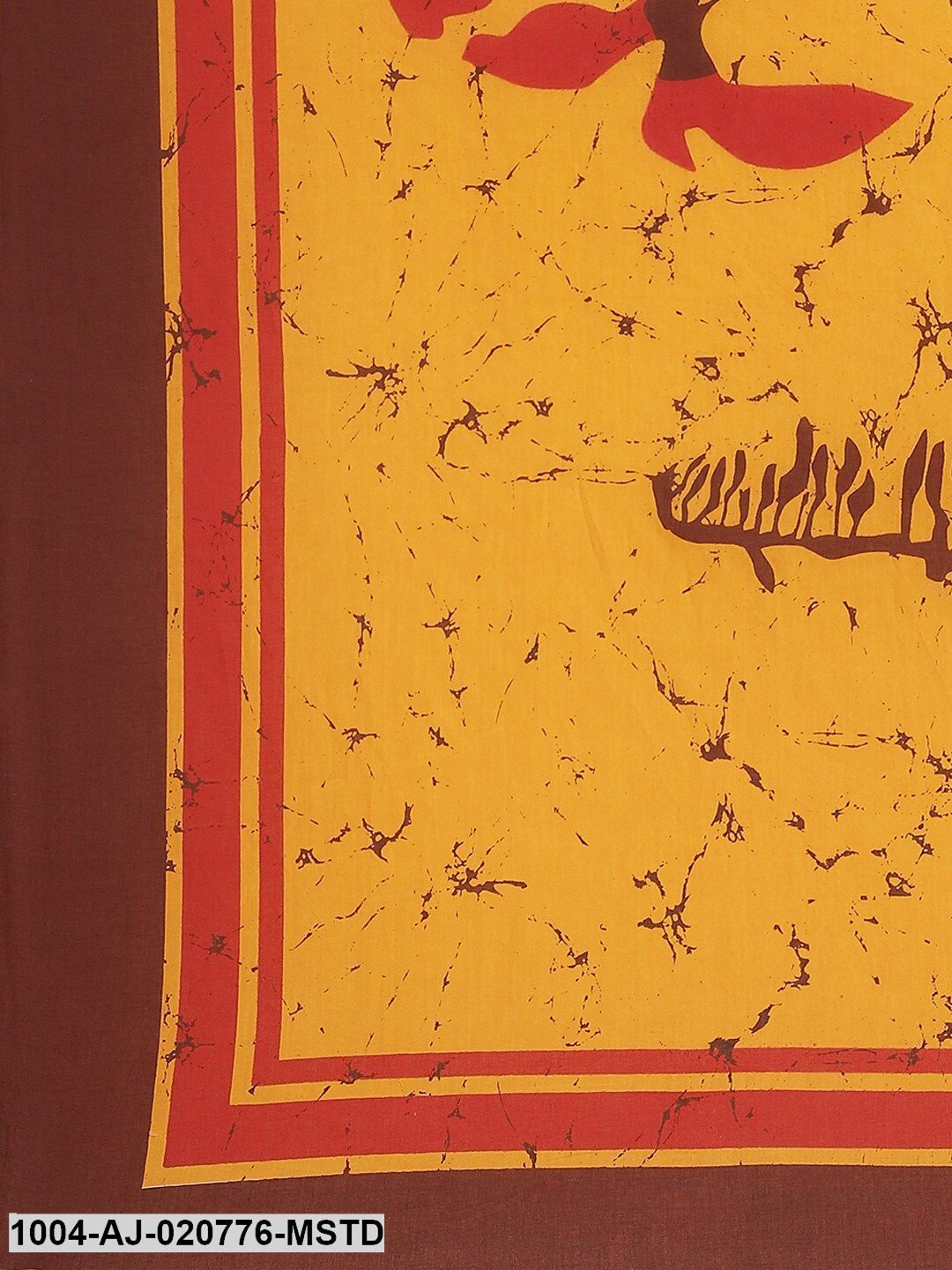 Mustard & Maroon Pure Cotton Printed Saree