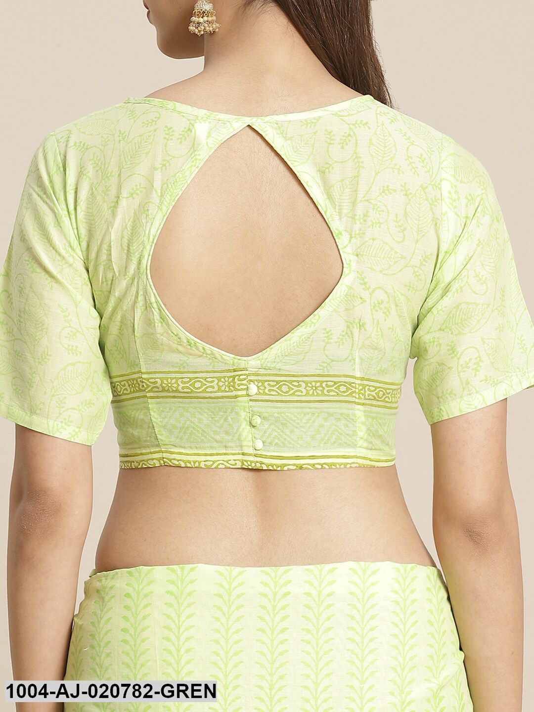 Green Printed Pure Cotton Saree