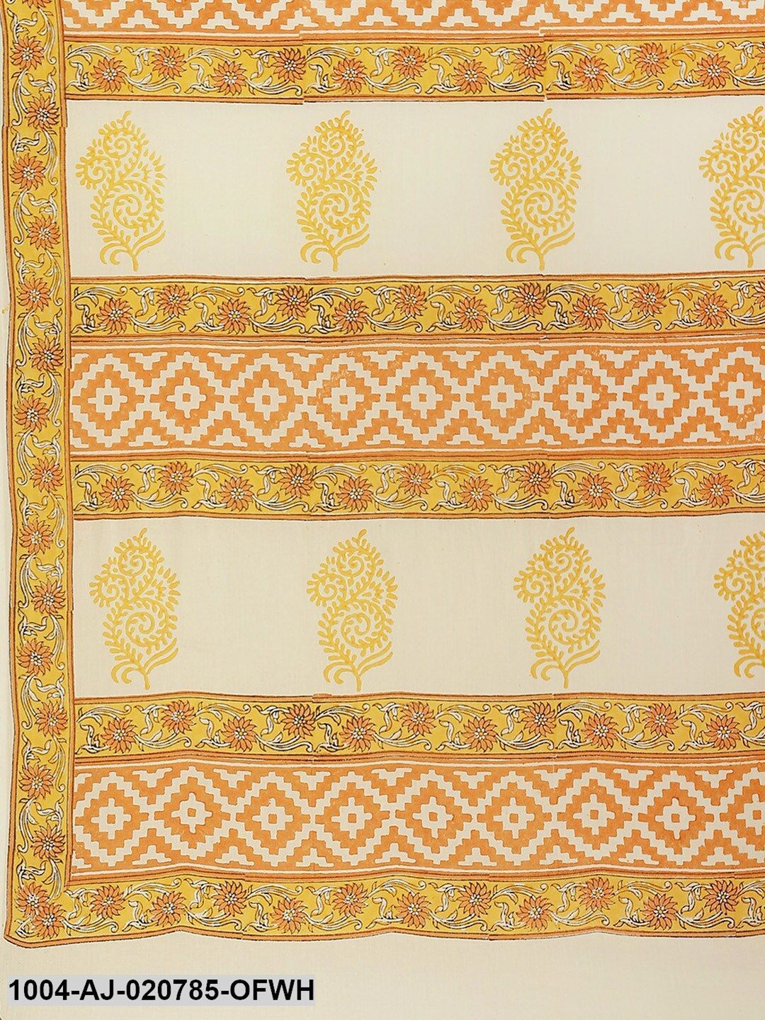 Off-White & Black Pure Cotton Ethnic Motifs Print Saree