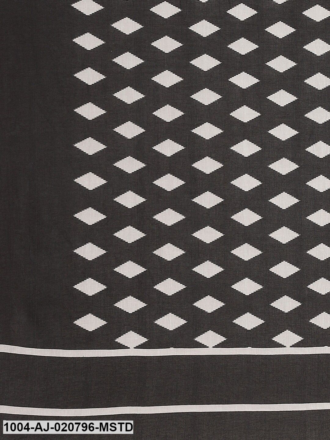 Mustard & Black Pure Cotton Printed Ikat Saree