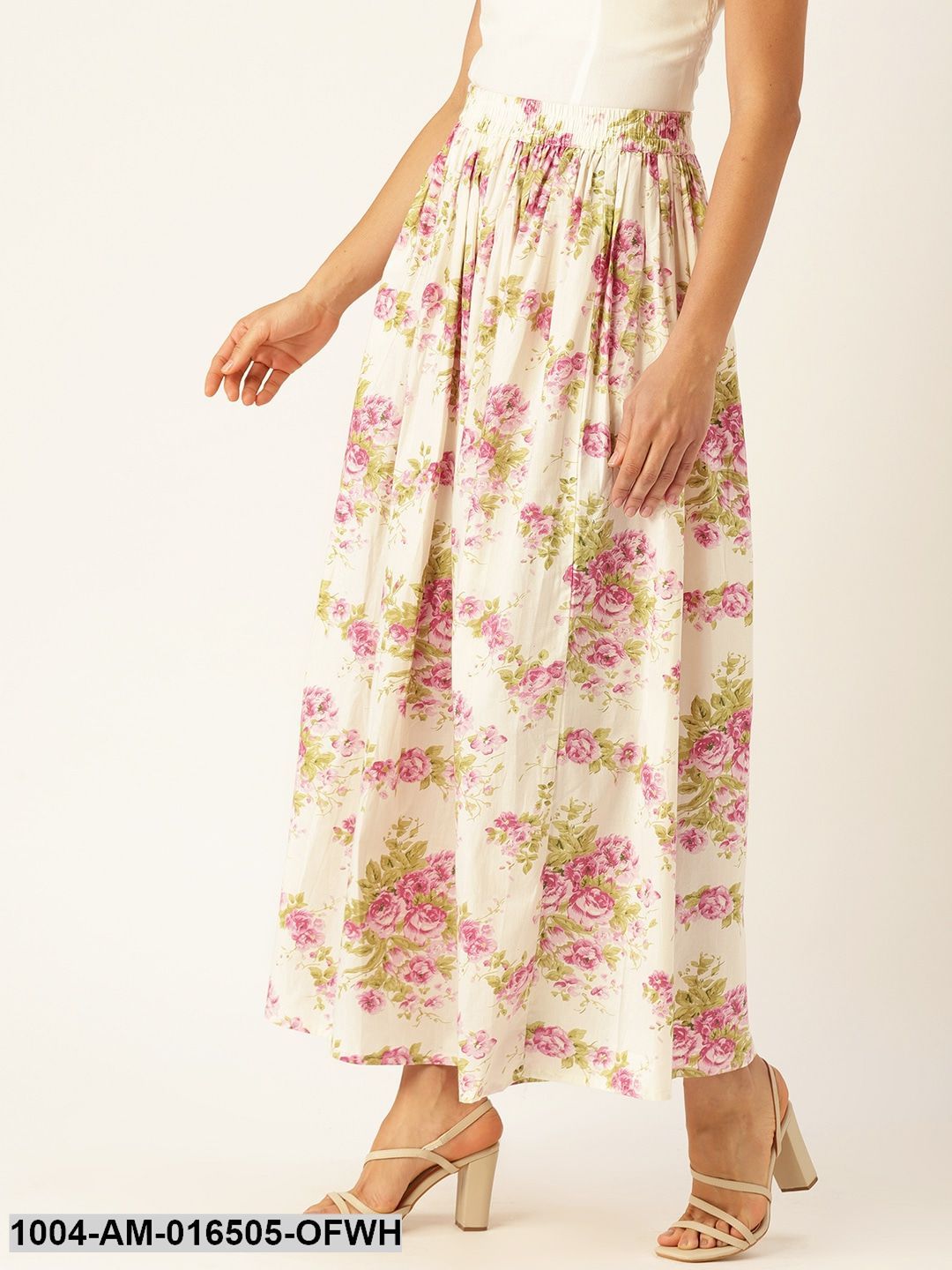 Off white Floral Printed Skirt