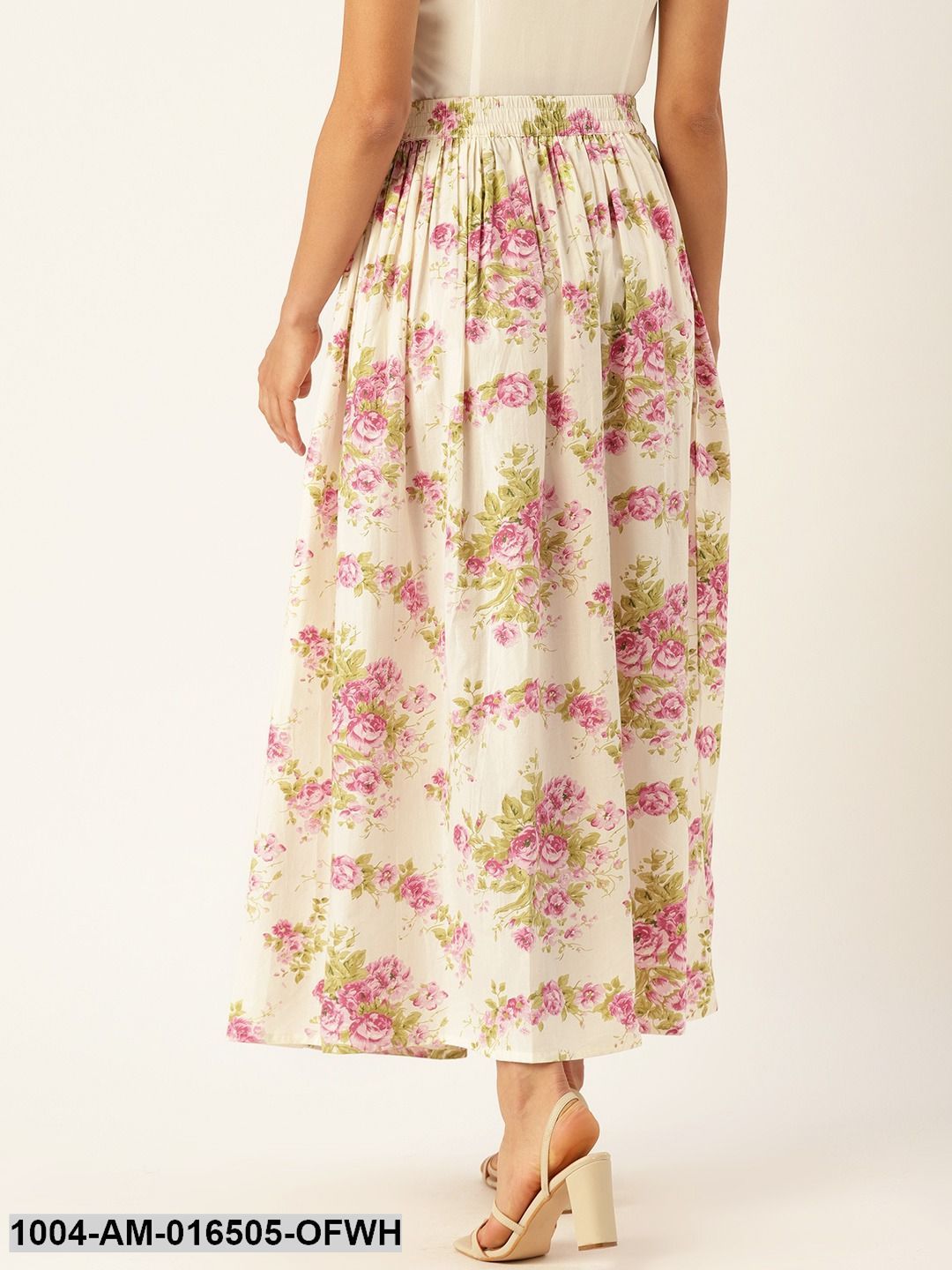 Off white Floral Printed Skirt