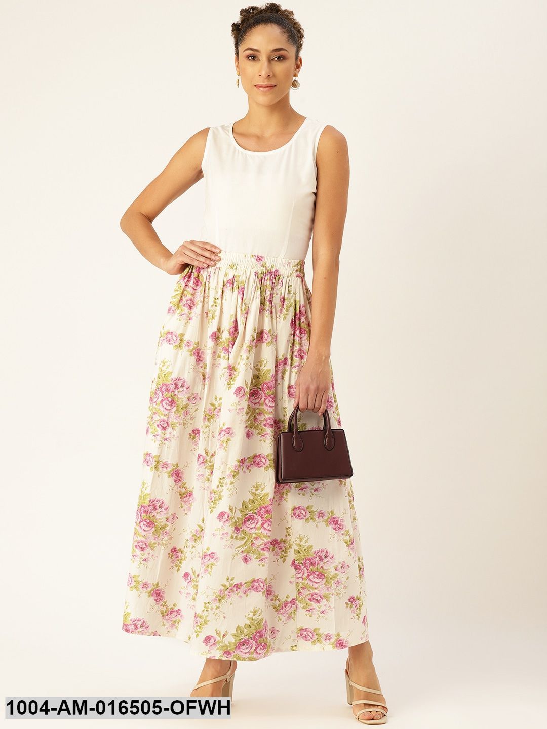Off white Floral Printed Skirt