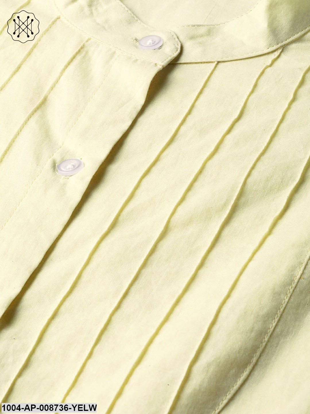Solid Lime yellow top with detailed sleeves
